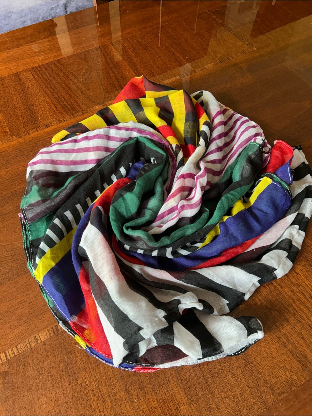 Multi-Color Striped Women's Scarf 30“ x 35“ circular